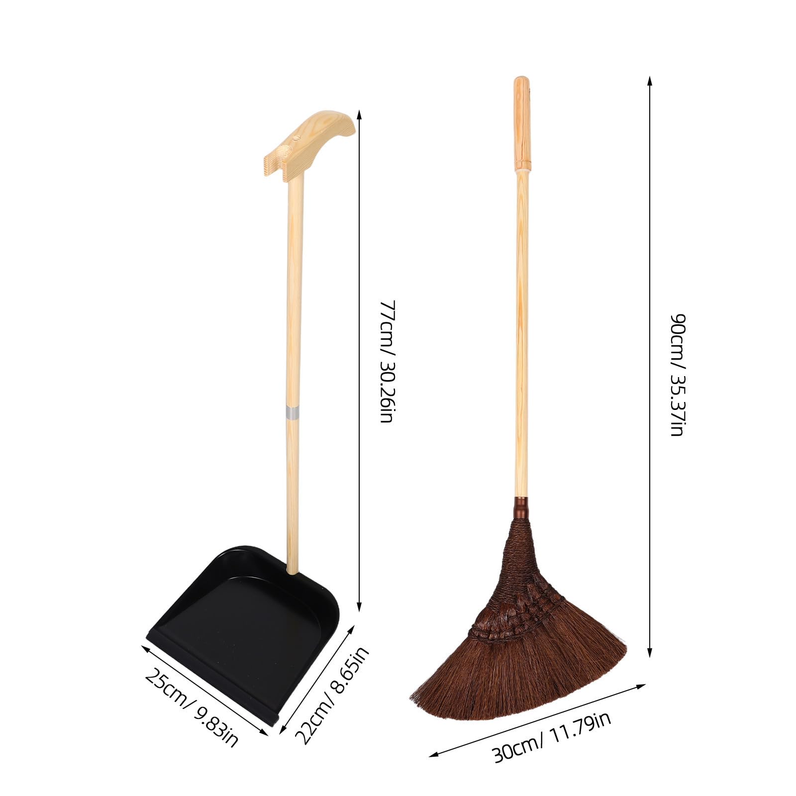 TOYANDONA Escoba y Recogedor de Madera Hechos Mano Cepillo Doméstico para Cocina y Sala Conjunto Antipolvo con Recogedor de Hierro Resistente para Limpieza sin Rayas Pisos de Madera