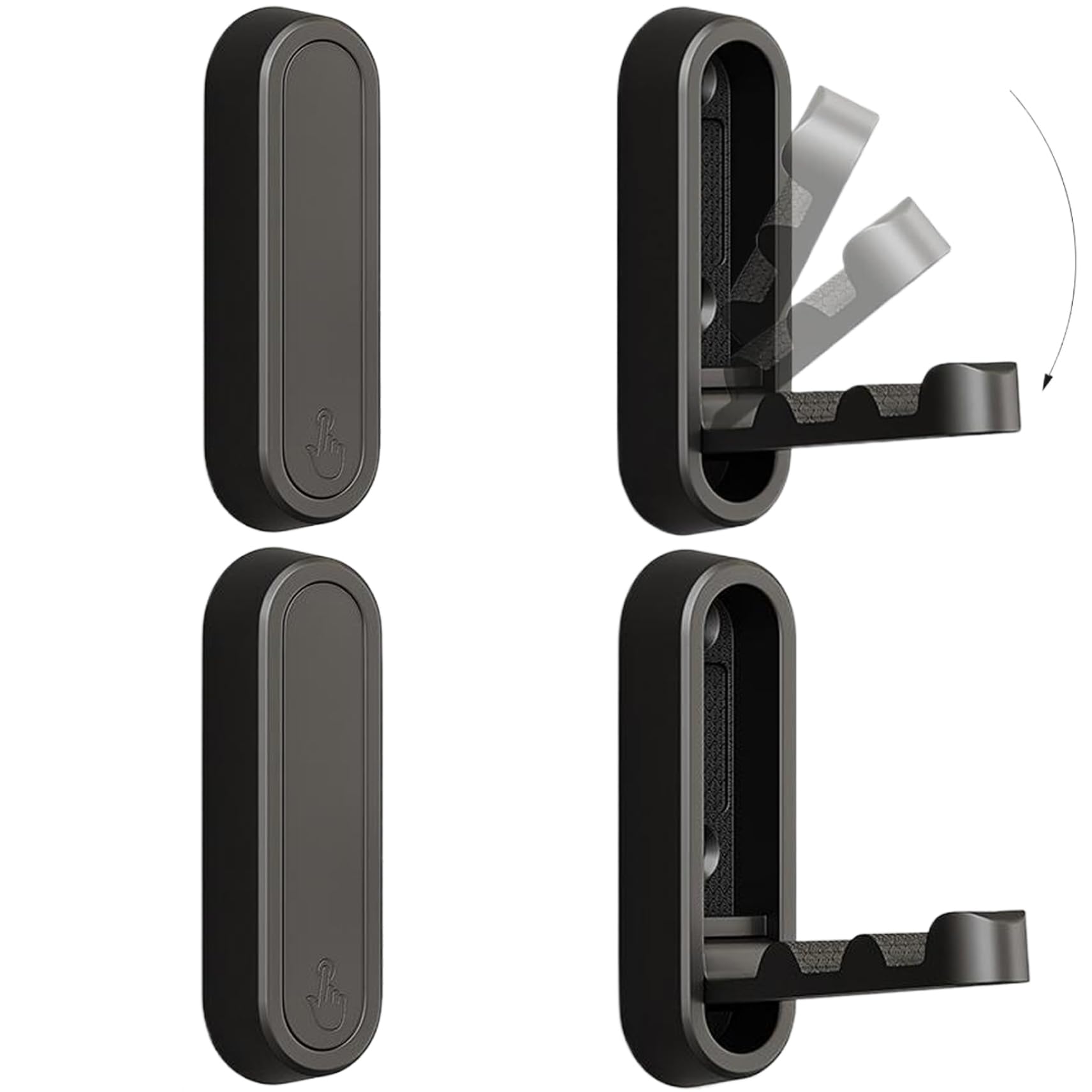 Elyebxj 4Pcs Wall Hooks, Folding Invisible Backpack Hooks Zinc Alloy Heavy Duty, Wall Mounted/Adhesive for Hanging Coat Towel Backpack Scarf Hat Robe, Hanger