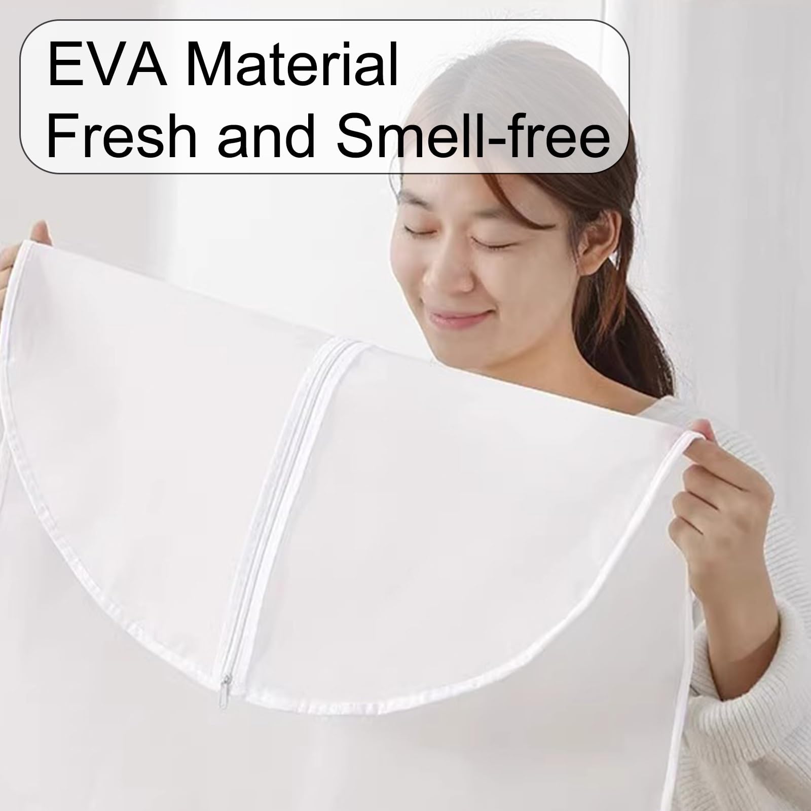 Lot de 5 Transparentes Housse Vetement, Housses de Vêtements avec Fermeture éclair Intégrale et Fond Fermé, Respirant(60x100cm/24x39in)