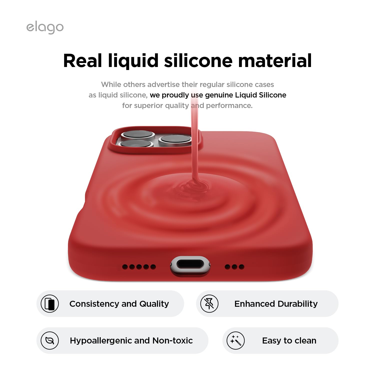 elago Compatible with iPhone 16 Pro Max Case, Premium Liquid Silicone Case, Full Body Protective Cover, Shockproof - Image 3