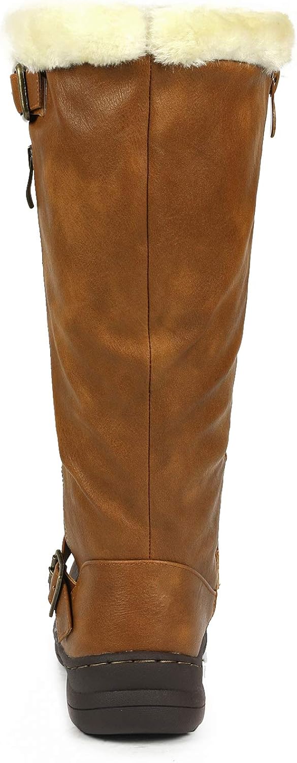 DREAM PAIRS Women's Winter Fully Fur Lined Zipper Closure Snow Knee High Boots