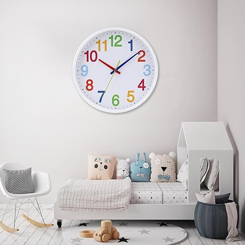 Miniatura 8 de Time Teaching Clock - Reloj de pared silencioso de 8.5 pulgadas para niños, reloj de pared decorativo de cuarzo silencioso sin tictac para aulas de
