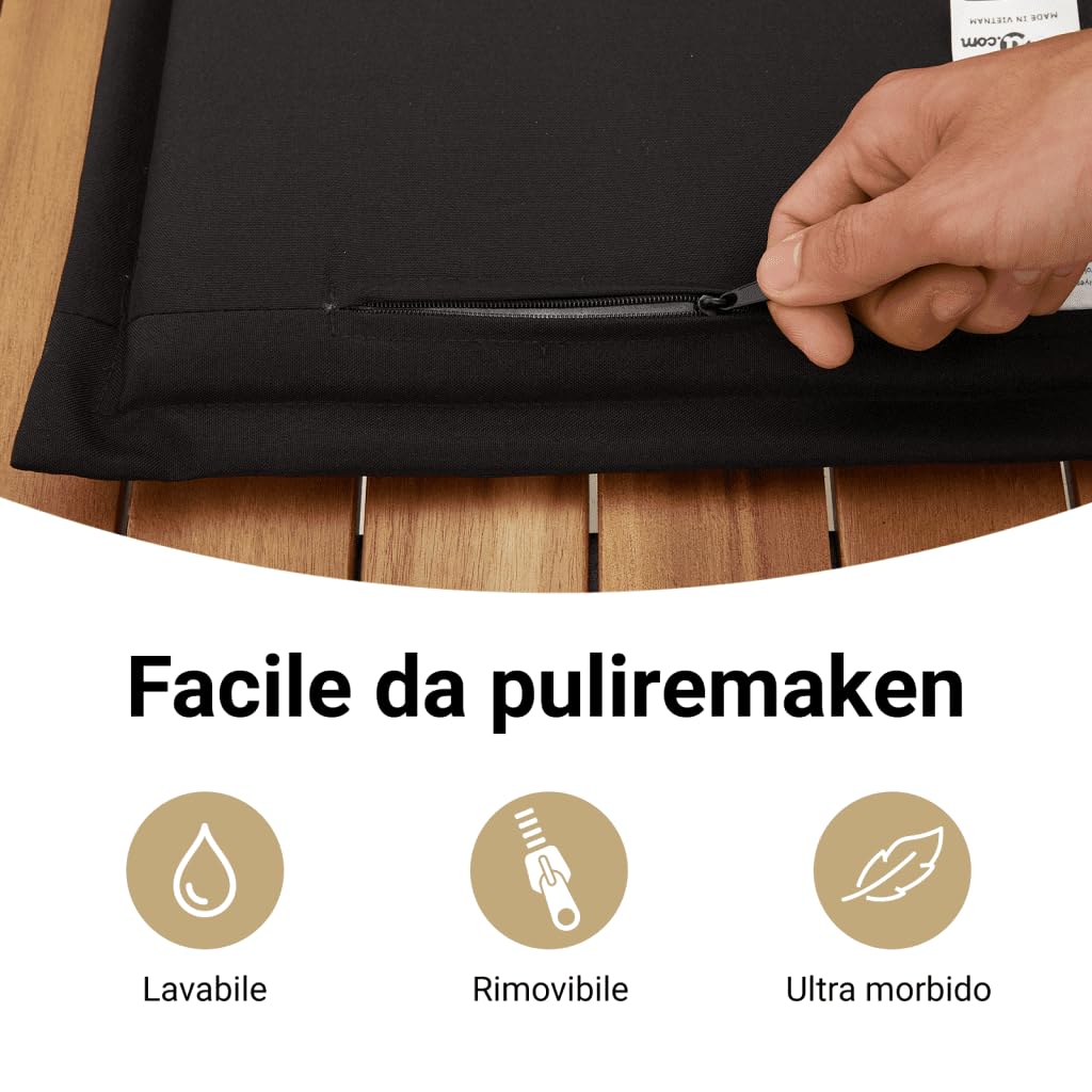 vidaXL Panca da Giardino con Cuscini Nera in Polyrattan