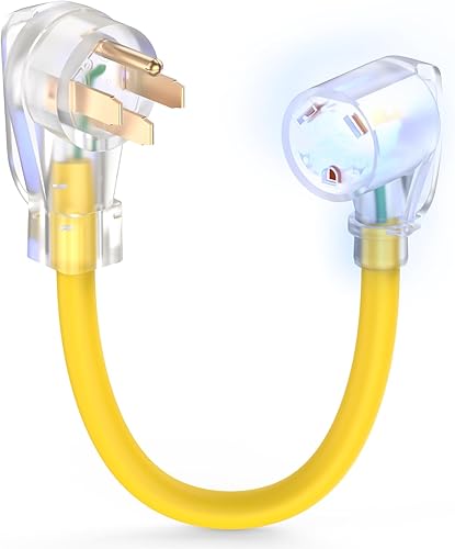 TOOLIOM 50 Amp to 30 Amp RV Power Adapter, 30Amp to 50Amp RV Plug, NEMA 14-50P Male to TT-30R Female with Handle Grip 12 Inch STW 10 Gauge Dogbone Electrical Plug Converter for Camper RV Trailer