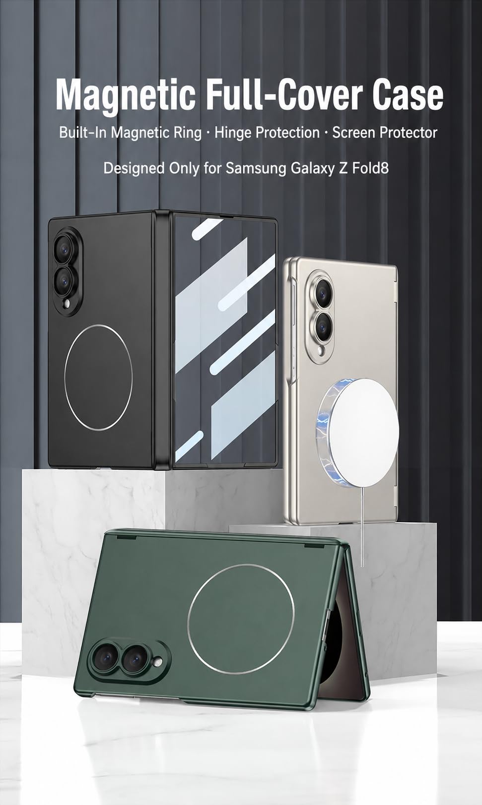 SHIEID Custodia Z Fold 8 per Samsung Galaxy Z Fold8, anello di ricarica