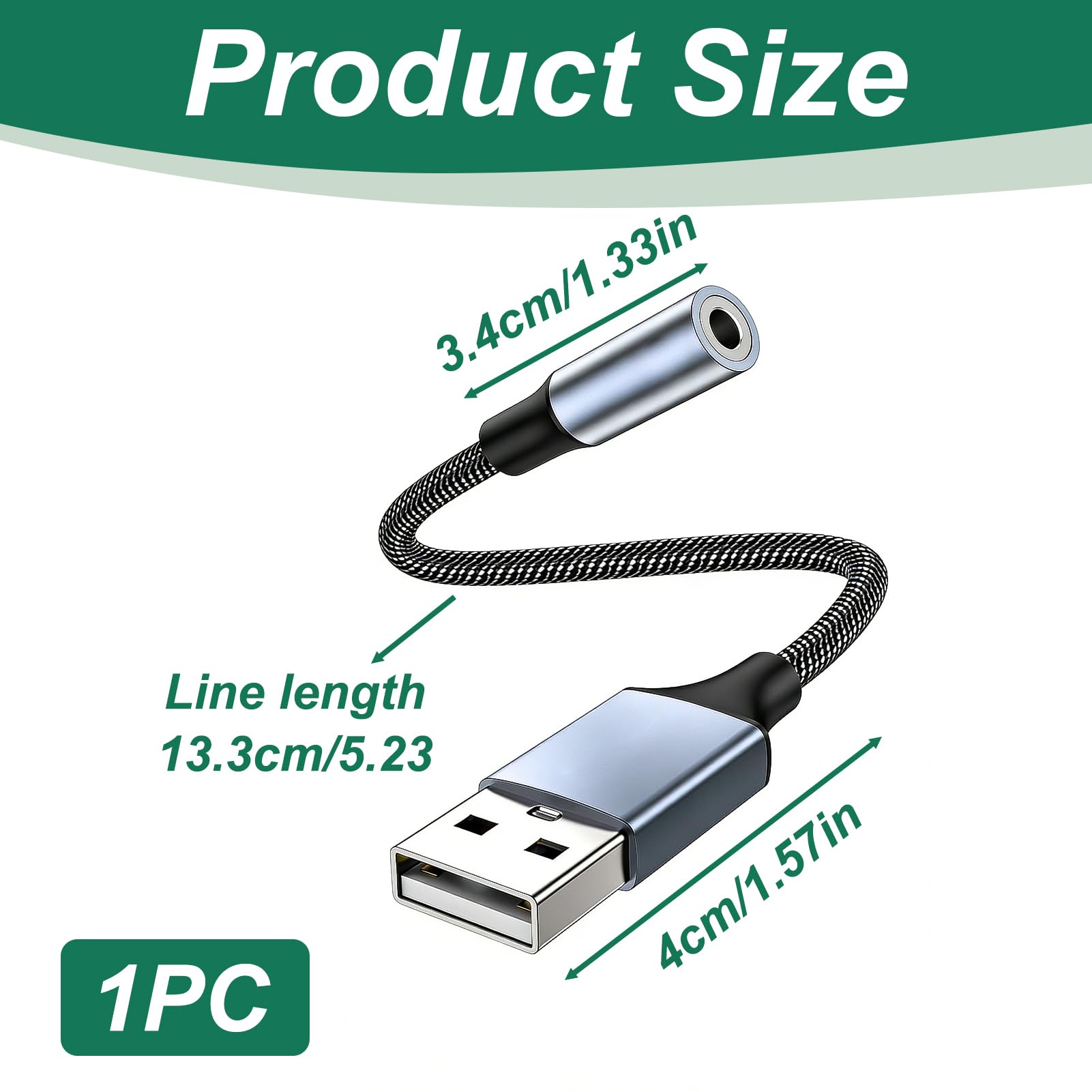 Adaptateur USB vers Jack 3.5mm, Adaptateur USB Audio Carte Son Externe TRRS Audio et Micro, Plug and Play sans Pilote, Compatible avec Switch Raspberry Pi PC Windows macOS Linux - 2