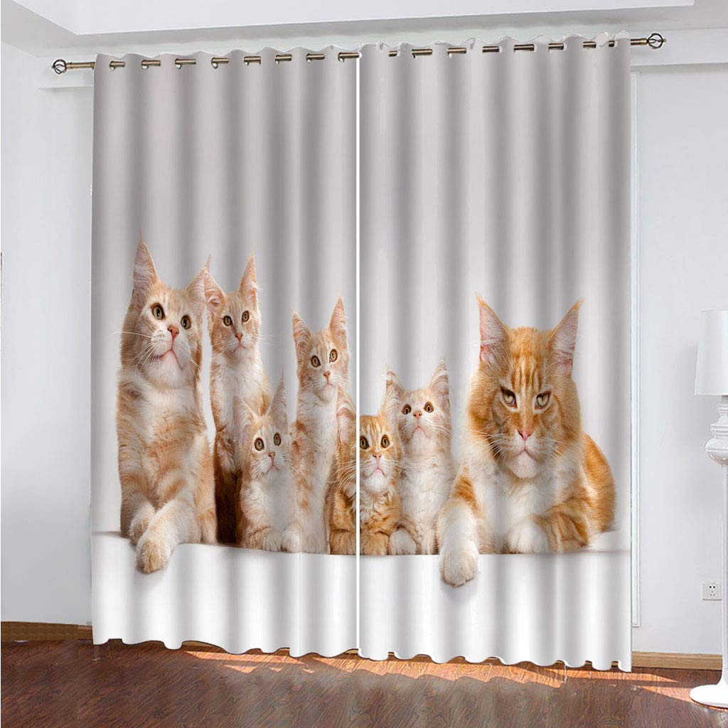 Rideaux occultants chat 132x160 cm, paire de draperies opaques isolantes pour chambre d'enfant