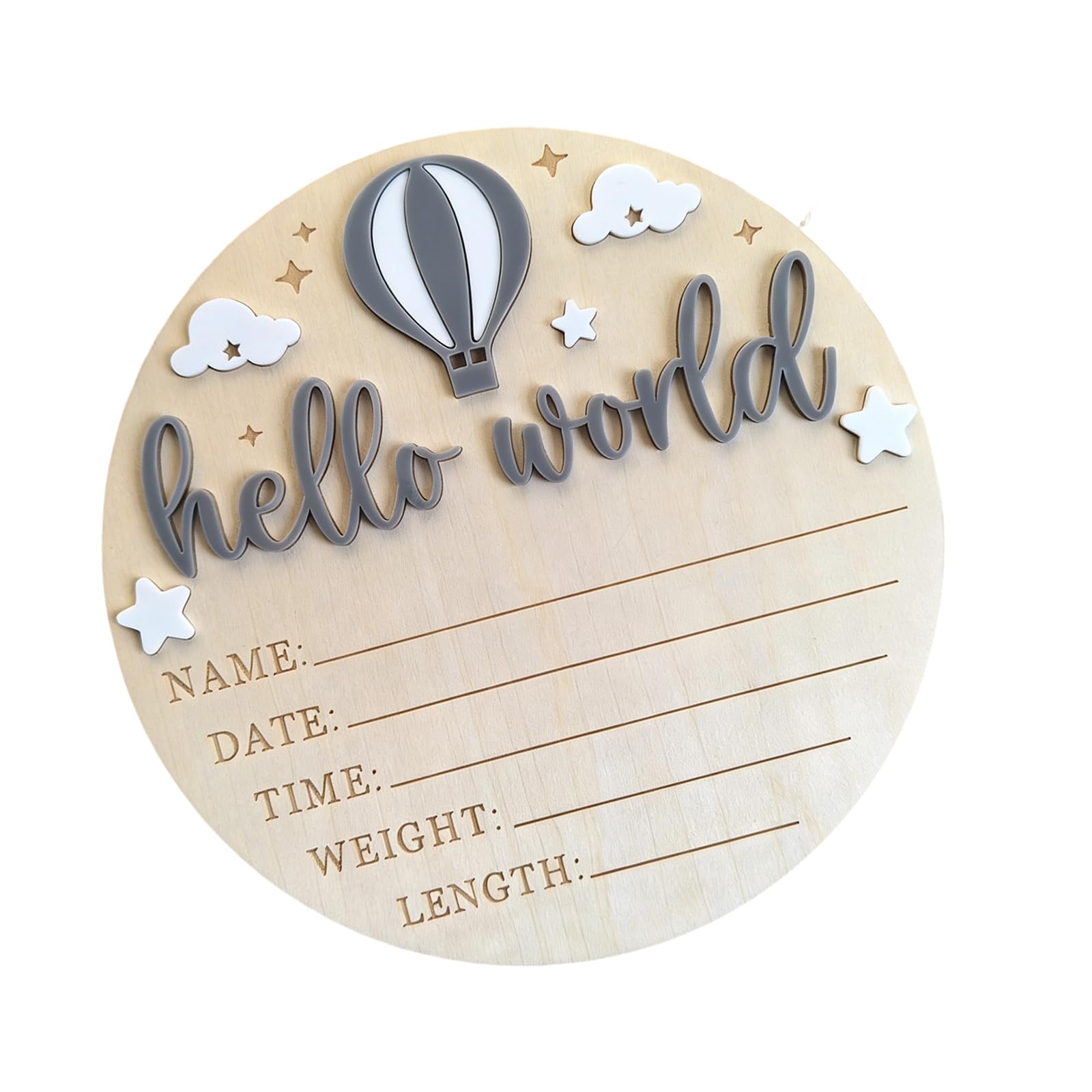 FROMCEO Wooden Baby Birth Announcement Plaques with Customizable Name and Date for Nursery Decoration Gender Announcement Party Decoration