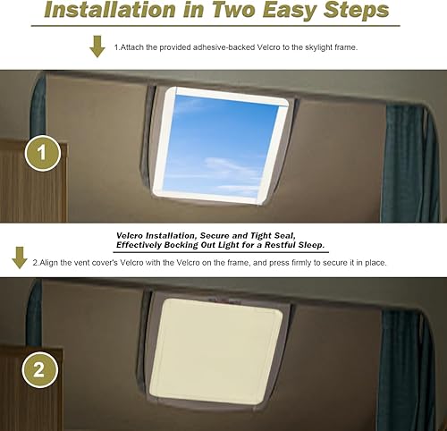 Miniatura 4 de Cubierta aislante para ventana de tragaluz de techo de caravana, tela opaca para caravana (16 x 16 pulgadas), color beige
