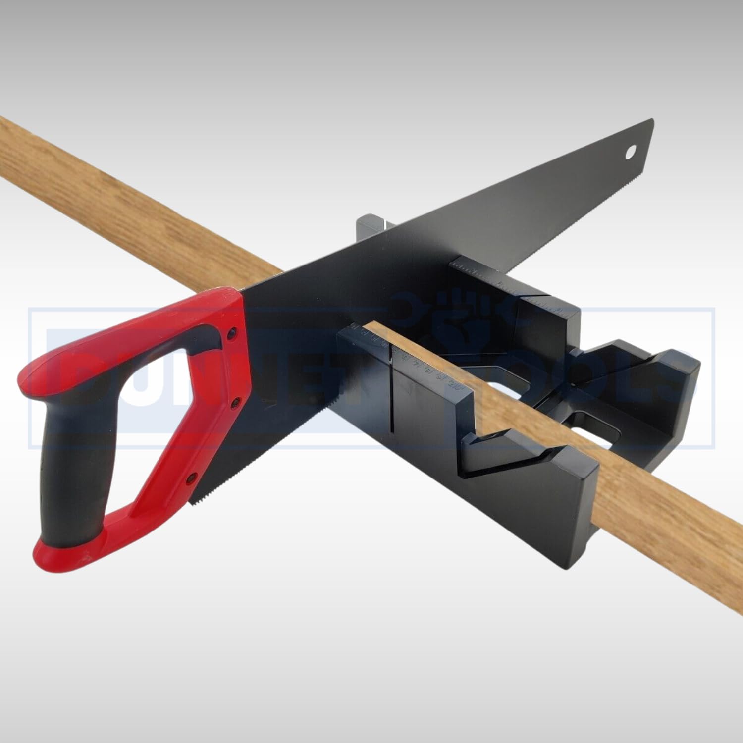 Dunnet Tools 12" Mitre Block Maxi Angle Cutting Black Miter Saw Box Carpenter Guide Carver Degree Slot Large & Accurate Markings Woodworking Workshop Framing Crafts DIY Hand Tool - Image 3
