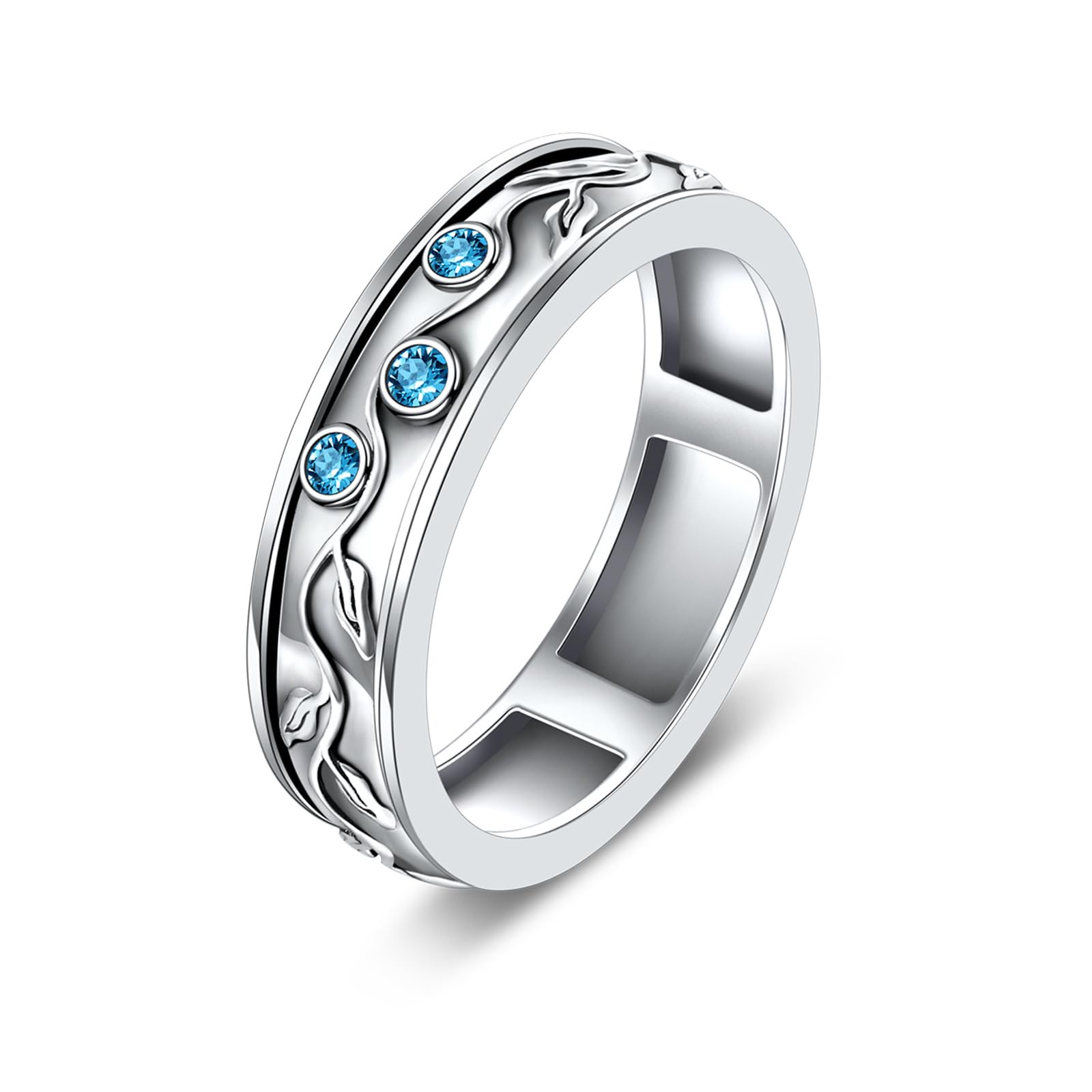 POPLYKE Silber Spinner Ringe 925 Sterling Silber Blatt Spinner Ring Fidget Ring Sterling Silber für Damen