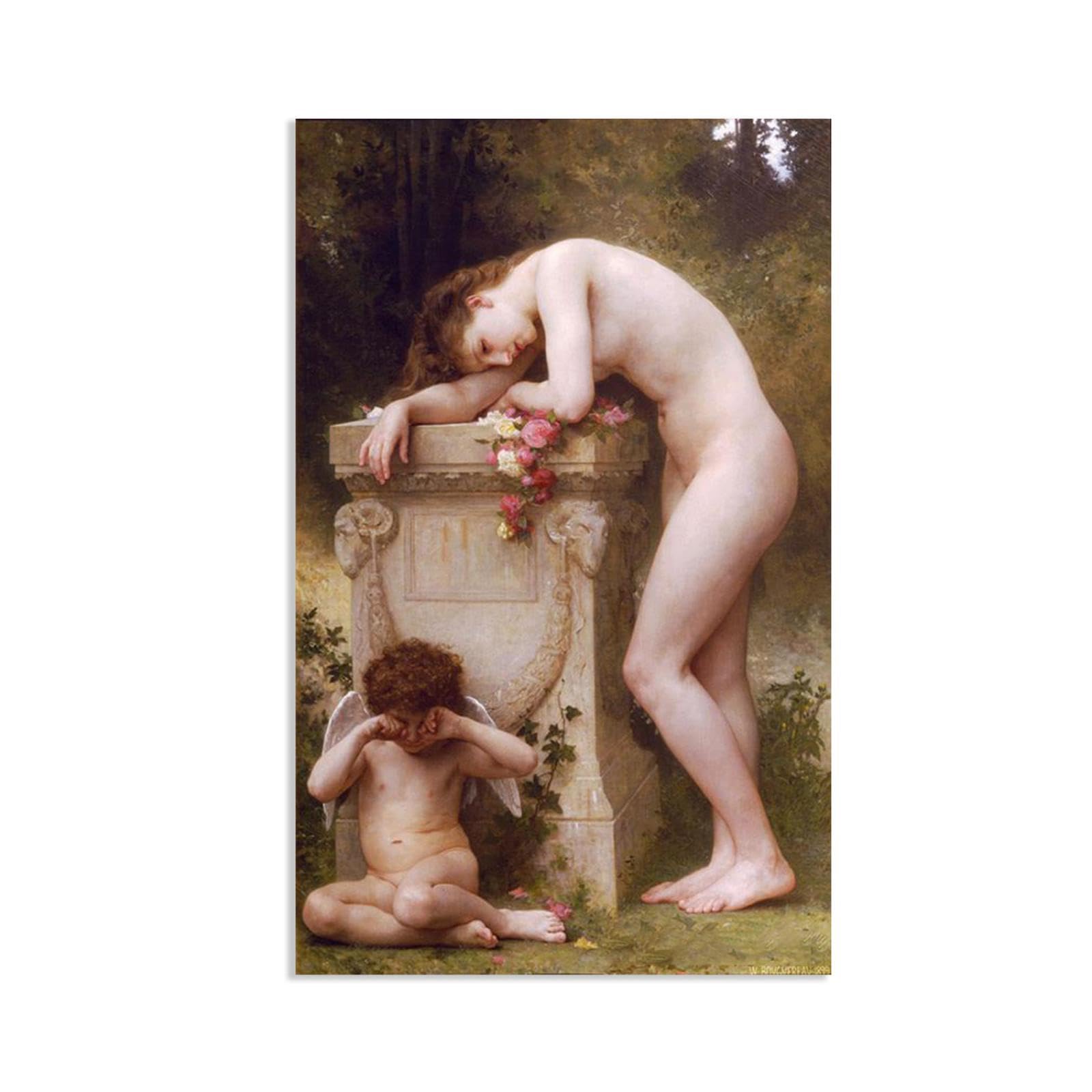 William-Adolphe Bouguereau Wall Art Elegy Print on Canvas Reproductions of Famous Paintings Wall Decor for Living Room Bedroom Bathroom Home Decor 65x40cm frameless