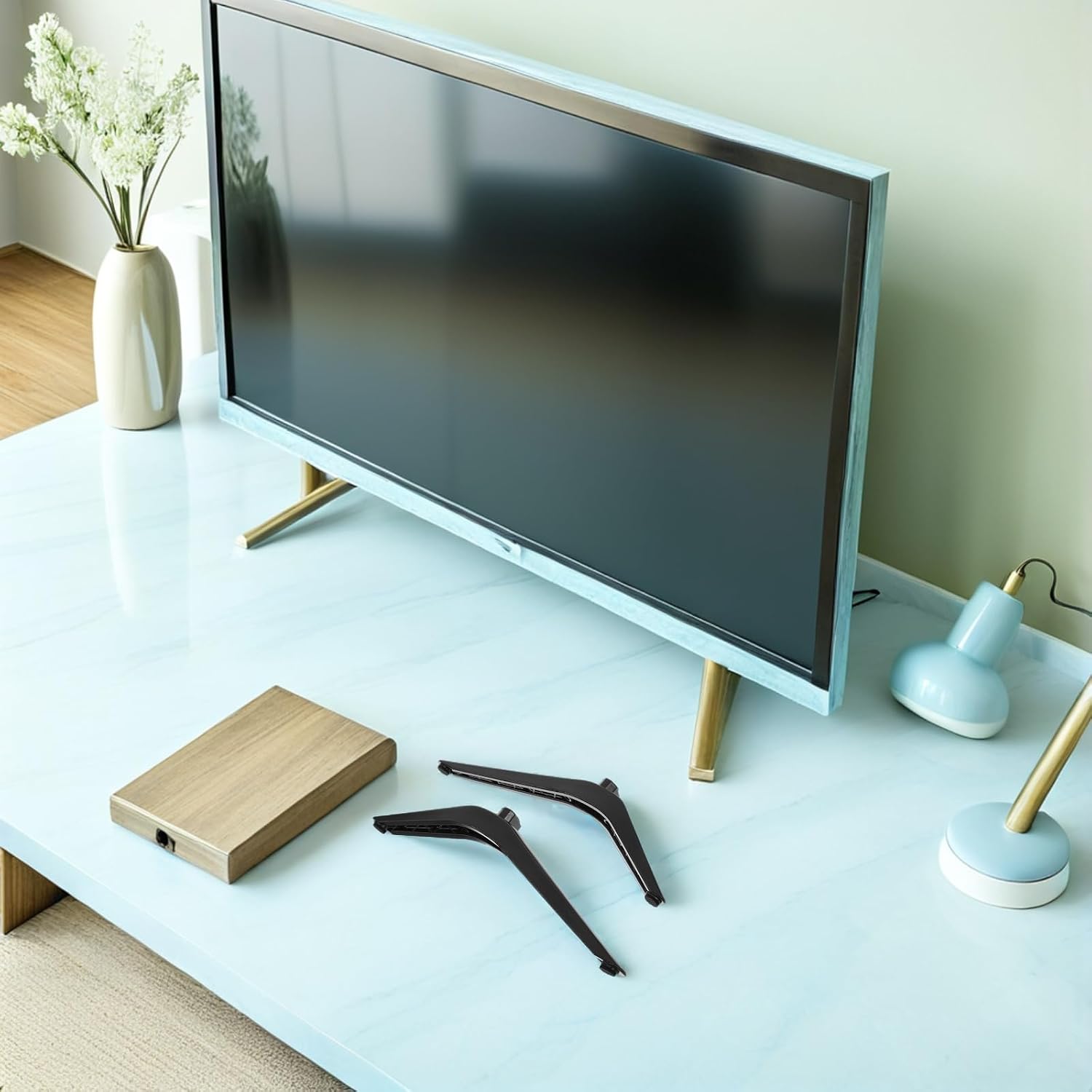 Tv Stand Base Replacement Legs for 32-65 Inch Televisions Universal Tv Pedestal Riser with Screws for Table Mount for LED Screens