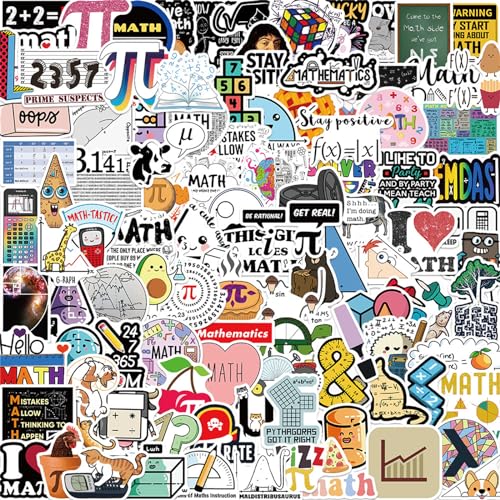 100 PCS Math Stickers Bulk Cute Colorful Self-Adhesive Themed Maths Stickers for Teens Adults Students Teachers, Teacher Gift Waterproof Vinyl Decals for Laptop Water Bottle Journaling Phone (Math)
