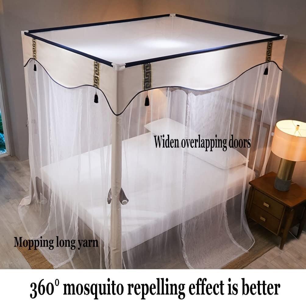 Summer Bedspread Mosquito Net, Boys and Girls Bedroom Decoration with Stand (Colour: Beige-2, Size: 180X200 Cm/71X79 Inches) (Color : Pink-1, Size : 180X200cm/71X79inch)