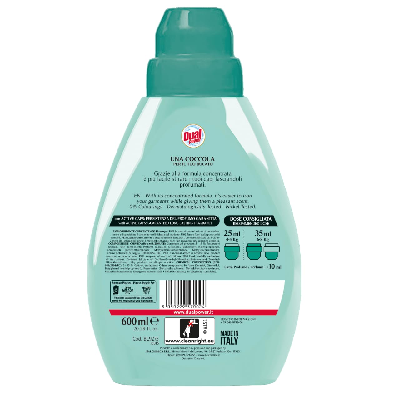 Duel Ammorbidente Concentrato, ammorbidente ultra concentrato, 40 lavaggi, 600 ml + portachiavi Beni Culinari