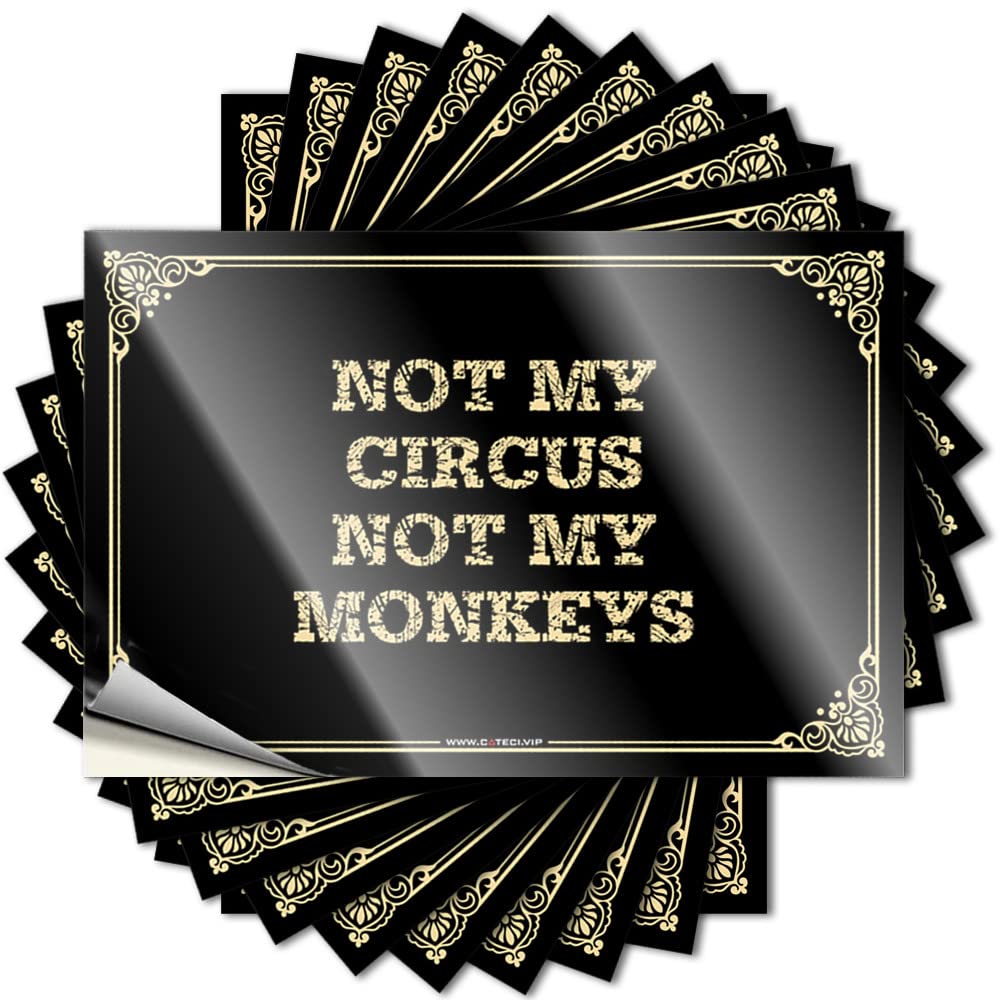 Fzfn Colour Dorm Door Decorations Decals Durable Case | Not My Circus Not My Monkeys Motivational Self Adhesive Sticker For Sand Diy(8X12cm)