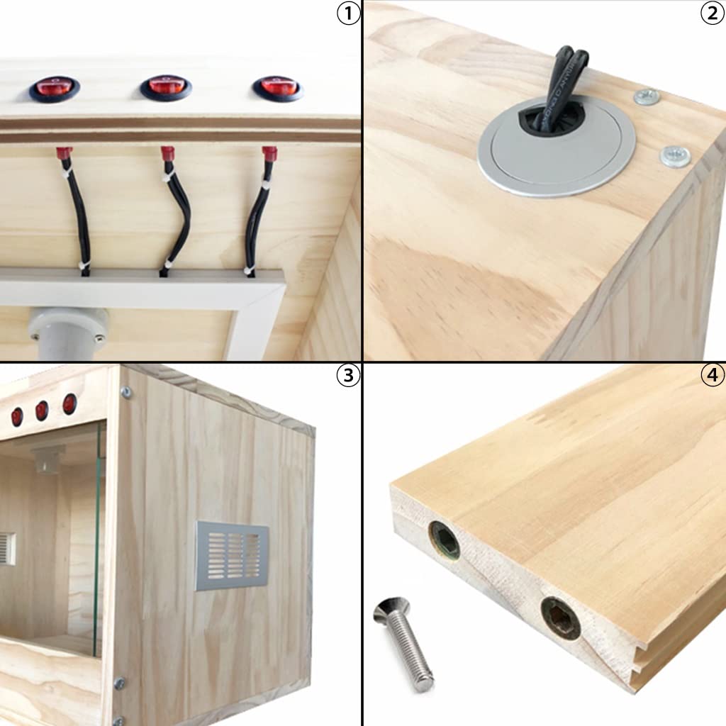Terrario automático para mascotas con termostato trepador, 47,2 x 19,6 x 19,6 pulgadas, terrario de madera para reptiles, para incubadora de mascotas, serpiente, lagarto, Gecko (marrón, 120x50x50cm)