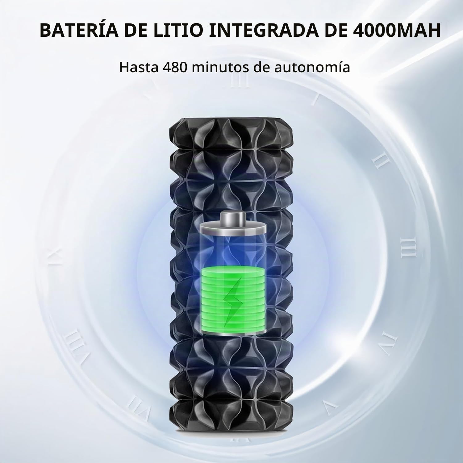 Rodillo Masaje Muscular, Rodillo de Espuma Eléctrico para Fascia con Vibración de 5 Niveles Masaje Muscular Recargable Vibración Profunda Intensa de Espuma para Tejidos