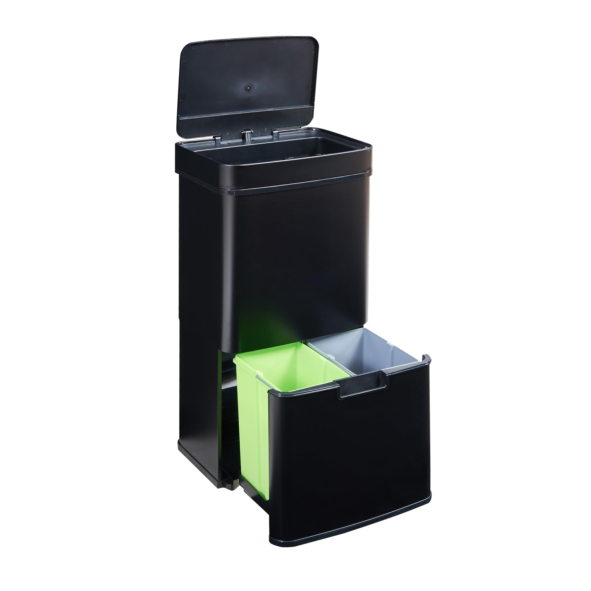 [en.casa] Sensor Mülleimer Venna Küche Mülltrennsystem 3 Fächer 72 L Abfalleimer Edelstahl mit Deckel 83 x 42 x 32 cm Schwarz