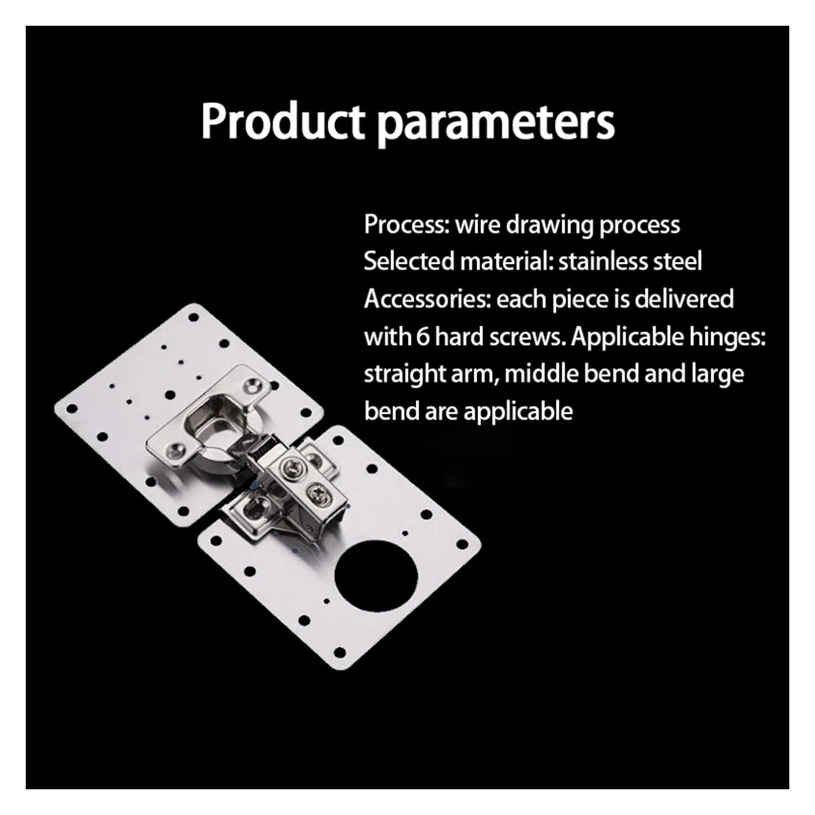 Edelstahl-Scharnier-Reparatur-Set, Schranktür-Seitenwände, Montageplatte for Schubladenmöbel(4pcs 9x9cm)