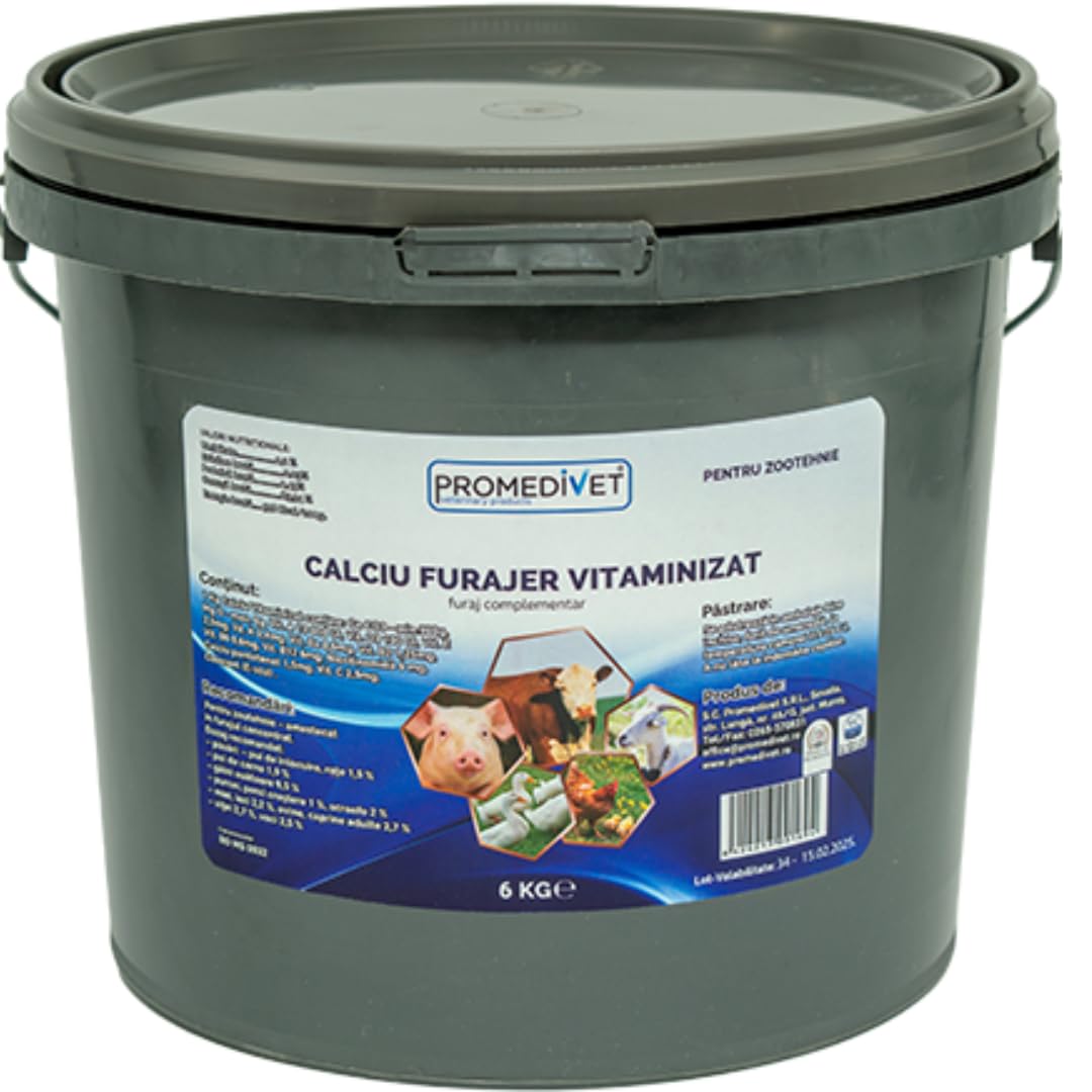 Suplemento de Calcio con Vitaminas 6 kg – Refuerzo Óseo y Nutricional para Gallinas, Caballos, Cabras, Ovejas y Otros Animales de Granja