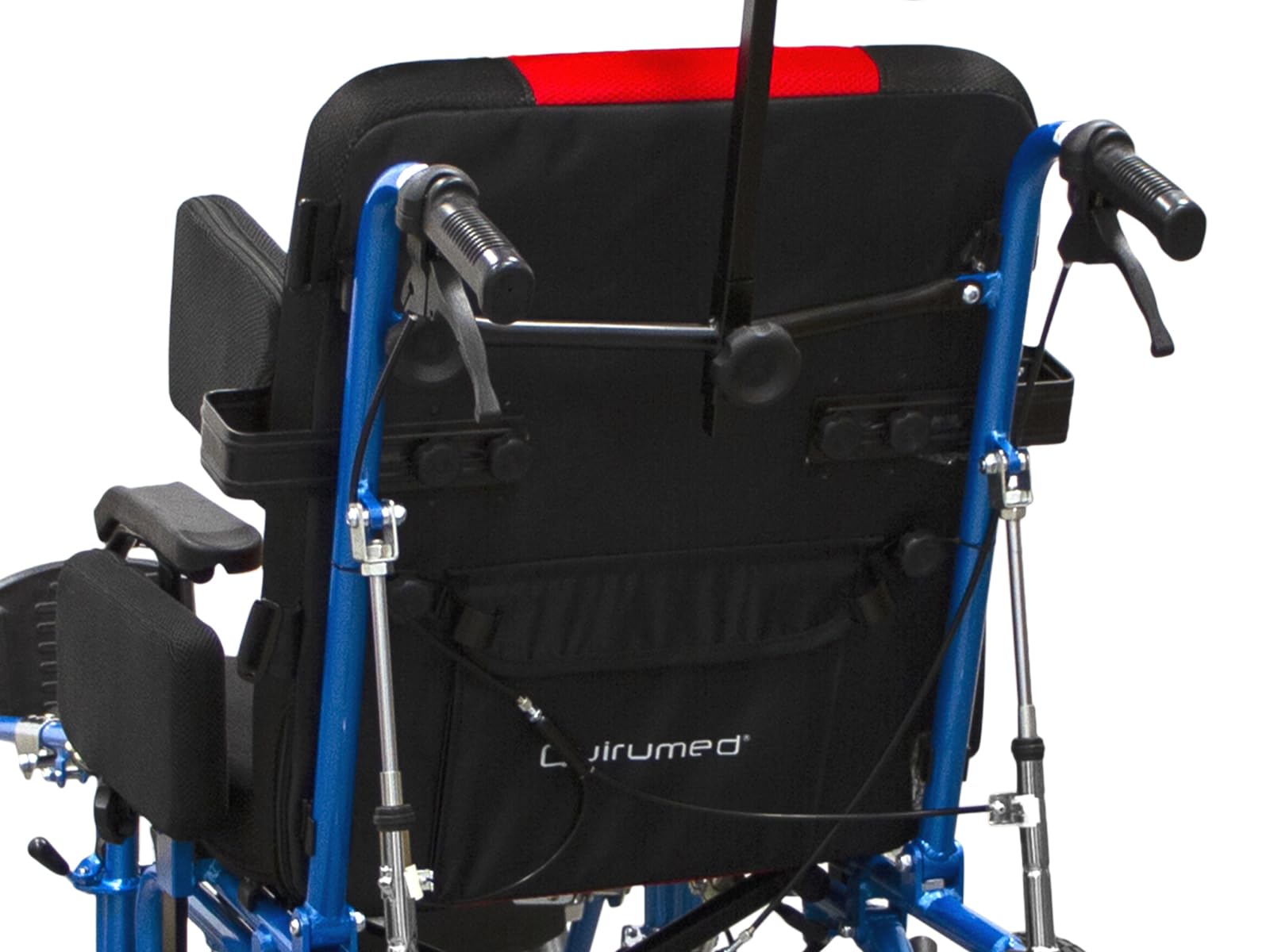 QUIRUMED - Silla de Ruedas Neurológica Plegable y Ligera | Ajustable en Respaldo hasta 85° y Reposapiés | Sistema Antivuelco | Brazos Rectos Desmontables, Azul y Negro
