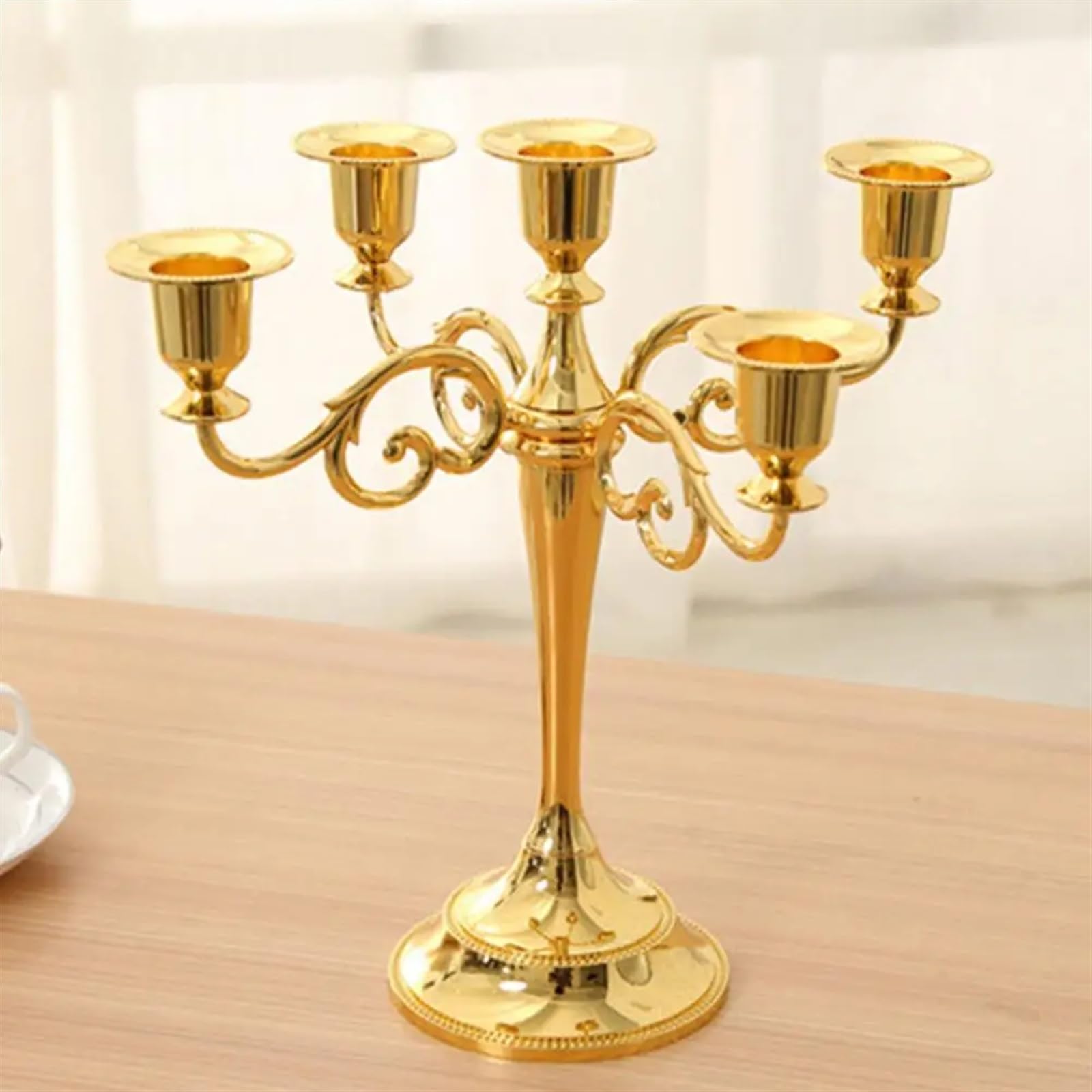 portavelas Navidad Candelabros Retro de Metal Mesa Cena romántica Decoración del hogar la Boda Candelabro(Silver 5 Head)