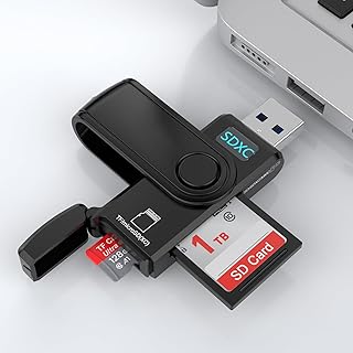 SD TF Card Reader, USB 3.0 Memory Card Adapter Dual Slot for SD SDXC SDHC MMC RS-MMC Micro SDXC Micro SDHC for Mac, Windows, Linux, Chromebook, PS4, PC,USB 3.0 Flash Drive CR5