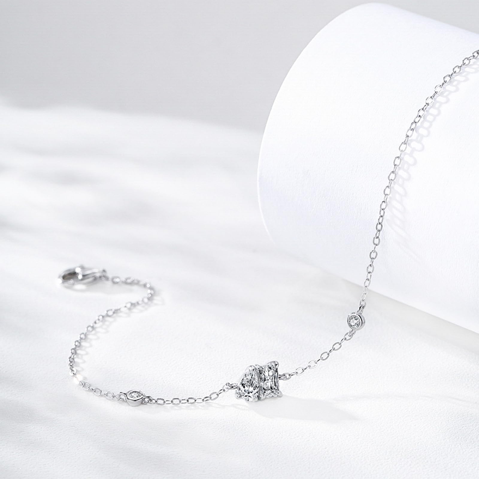 Bransoletka damska w kolorze różowego złota, 0,4 ct, diament laboratoryjny, geometryczna bransoletka, łańcuszek dla Ciebie, złota