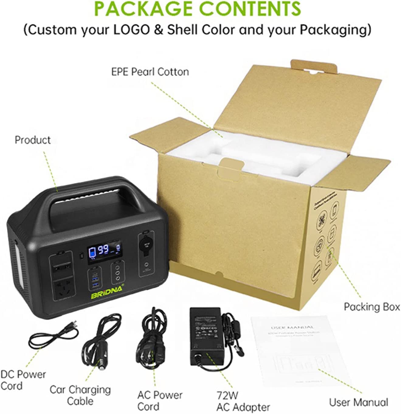 Station d'alimentation portable 560 Wh 156 000 mAh, bloc d'alimentation de camping 600 W, alimentation de stockage d'énergie portable avec prise CA/CC/USB/Type C pour camping, camping-car, panne de