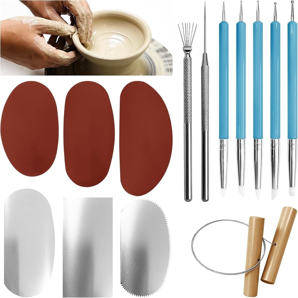Jnchdghwa As Shown Silicone For Sculpting Tools 14 Pcs Pottery Clay Sculpt Tools, Stainless Steel Squeegee For Texturing And Modeling Artists Pottery
