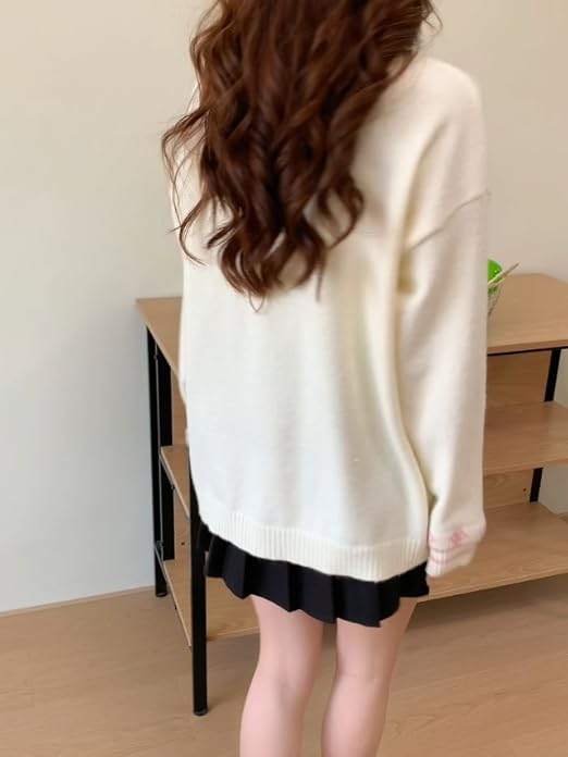 FindThy Women's Cute Rabbit Embroidered Cardigan Long Sleeve