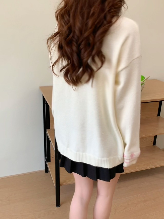 FindThy Women's Cute Rabbit Embroidered Cardigan Long Sleeve