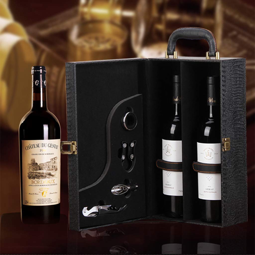 boîte de Bouteille de vin en Cuir Sac de Luxe 2 vin Rouge Champagne fourre-Tout poignée de Transport étui de Voyage Organisateur Cadeau