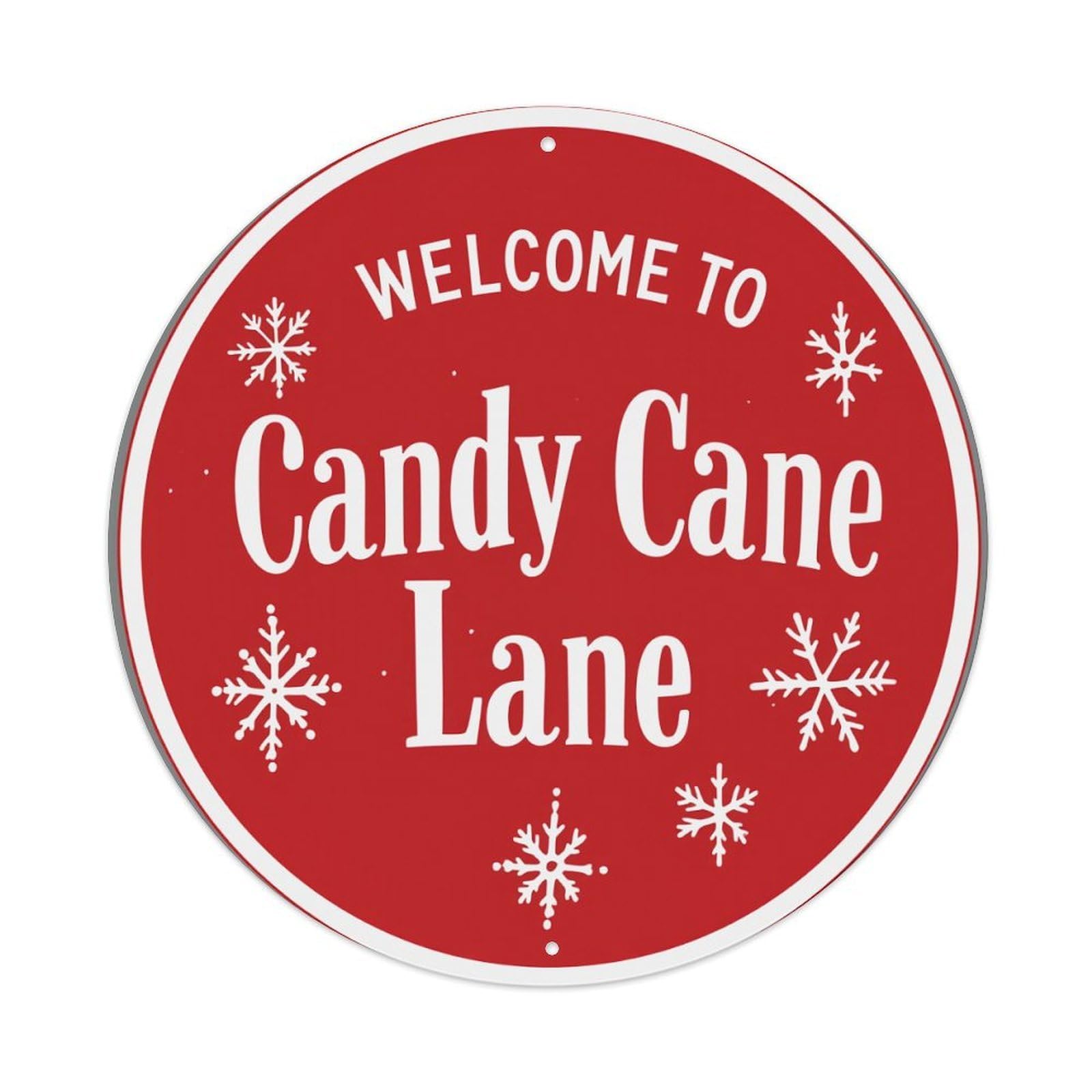 Red Circle White Snowflakes Text Round Tin Sign Retro Metal Sign for Cafe Bar Pub Home Game Room Gym Club Wall Decoration Vintage Metal Poster 8x8 Inch