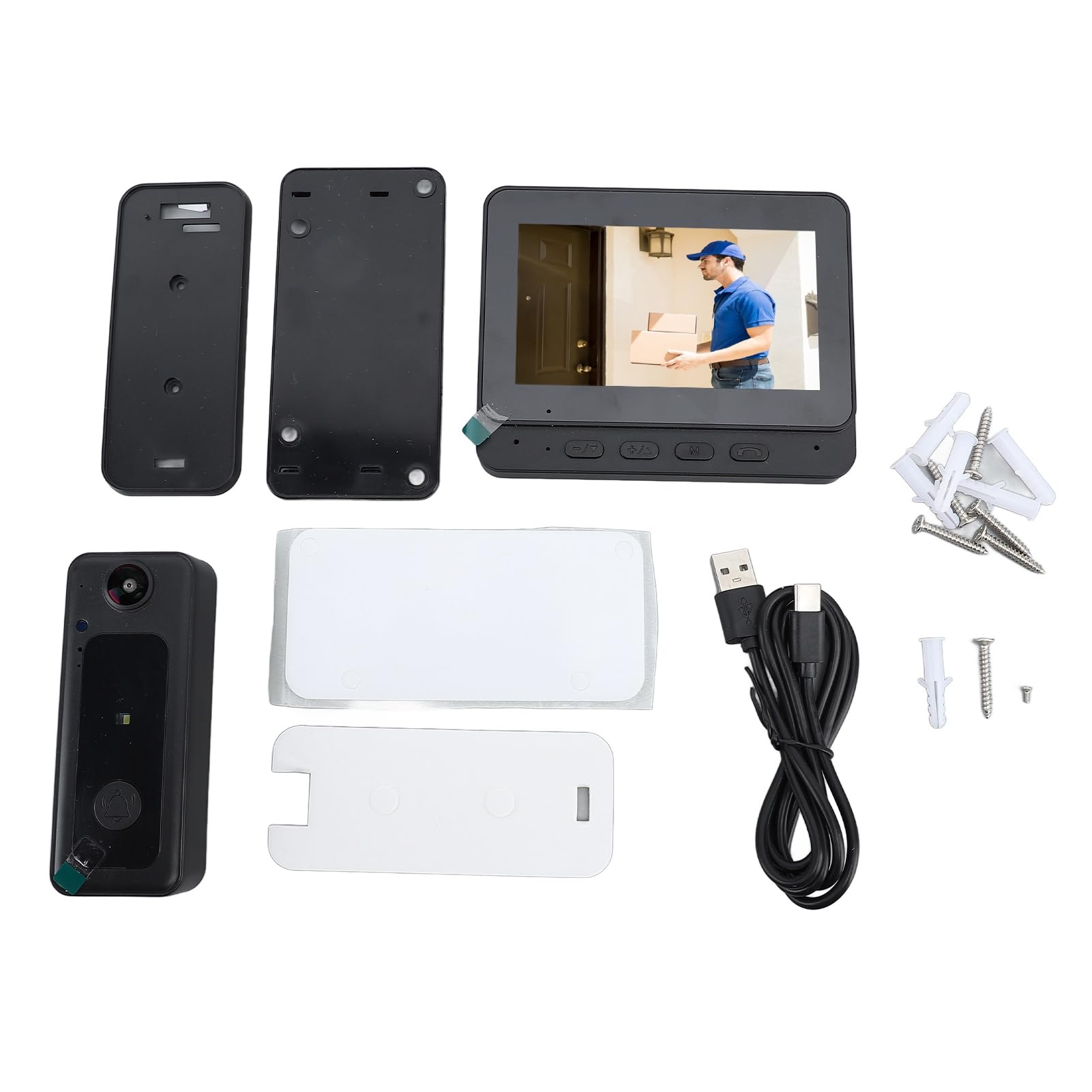 Asixxsix Cámara Timbre Inalámbrica, 8MP Smart WiFi Video Timbre con Monitor, WiFi Videoportero, Visión Nocturna, Videollamadas Remotas, Alimentación por Batería
