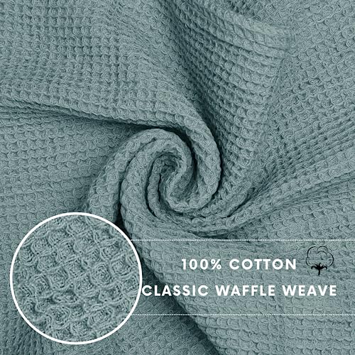 Whitewrap Kitchen Towels | 100% Cotton | Dish Towels For Kitchen | 15"X25" Classic Waffle Turquoise 6-Pack | Hand Towels, Tea Towels, Dish Cloths| Super Absorbent | Reusable Cleaning Cloths #TOP5
