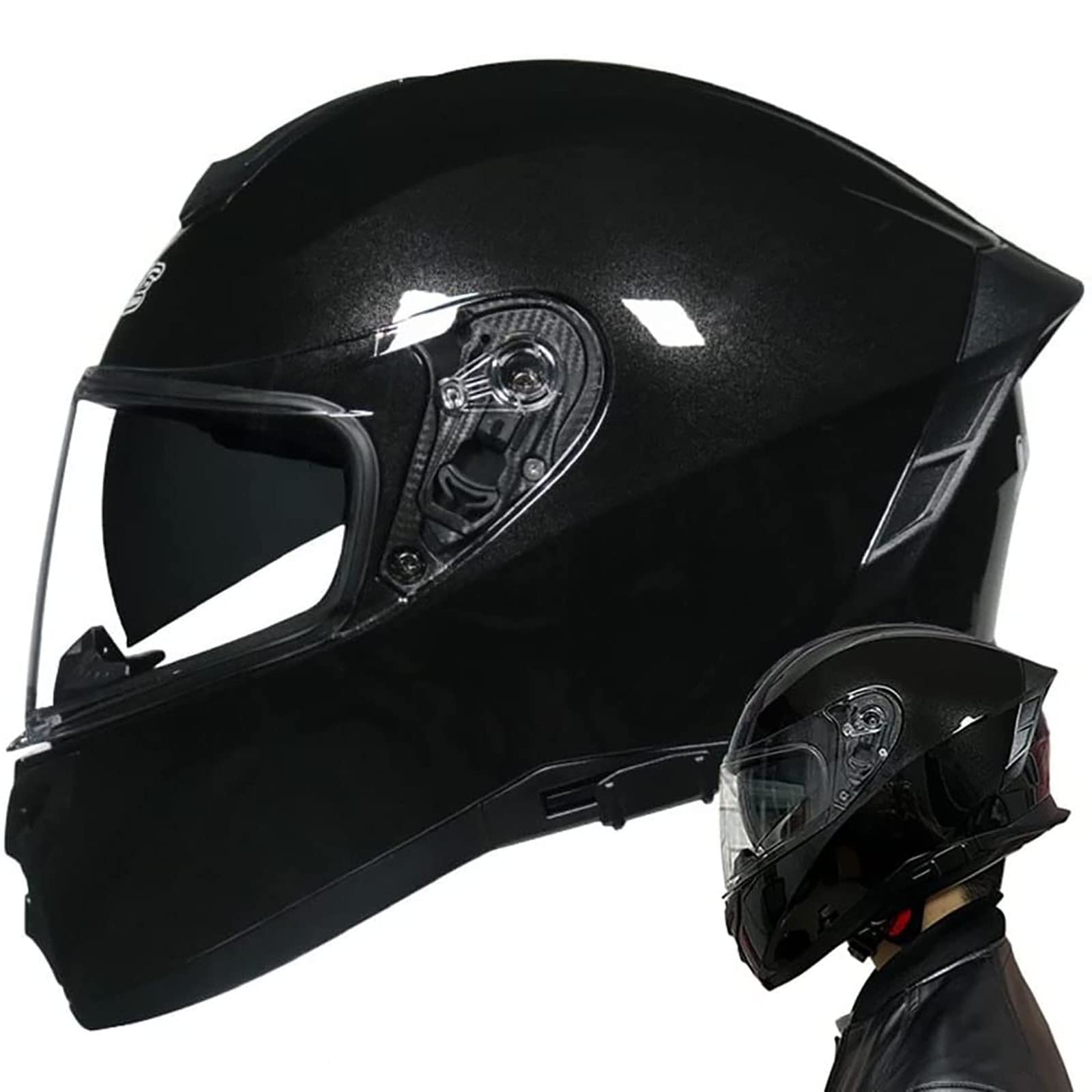 Casque Moto Intégré Bluetooth Modulable Double Visière En Rose Pour