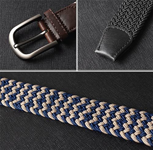 maskfactory stwees Woven Stretch Braided Elastic Belt for Casual Jeans, Golf Pants, Outdoor or at work, 1 3/8 inches (style B - eneyer, Brown - Beige)3