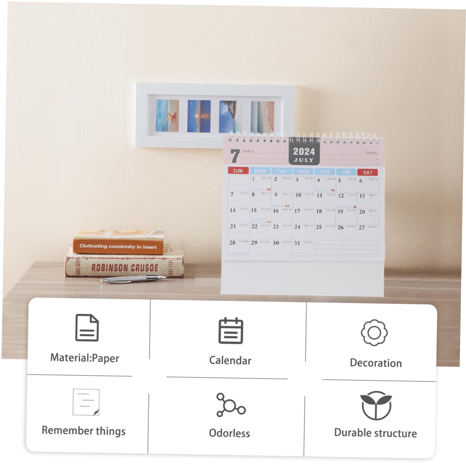 Tofficu 4pezzi Calendario Da Scrivania Inglese Calendario Da Tavolo Con Supporto Planner Decorativo Per Ufficio e Casa e Annuale Resistente Con Legatura Organizzatore Per Note e