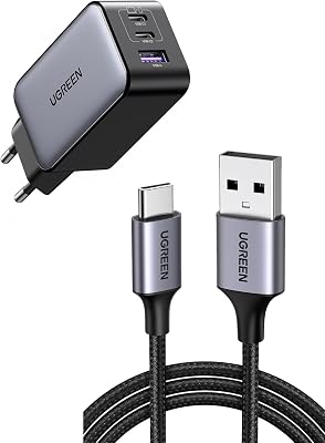UGREEN Nexode 65W Chargeur USB C Rapide 3 Ports avec 0,5M Câble USB C