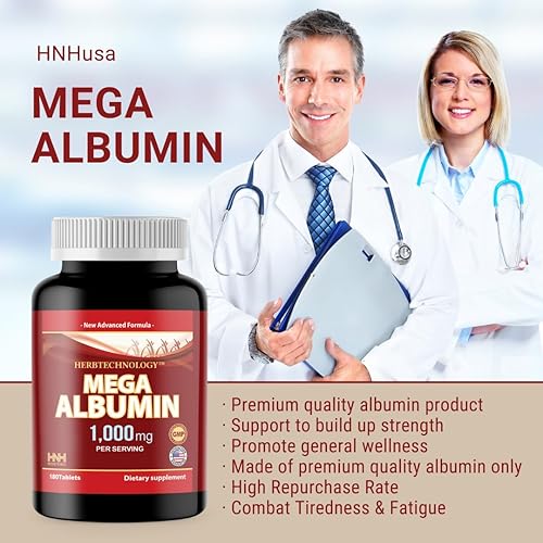 Miniatura 4 de Dr.K&C HNHusa Mega Albúmina Proteína 1000 mg 360 Tabletas Saludable Función Renal Hígado Bienestar Apoyo General Salud Suplemento de Equilibrio