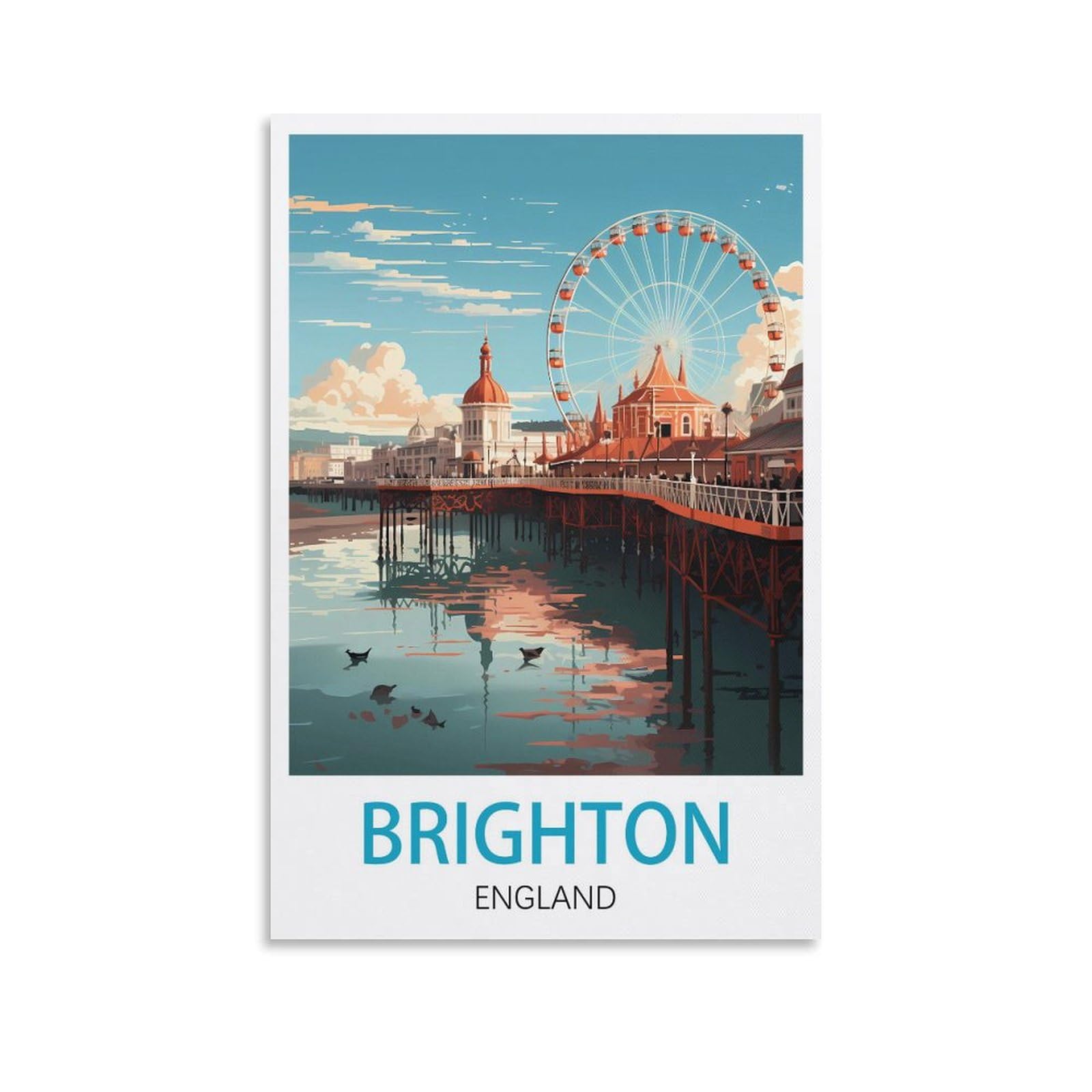 Lhjoiun Unframe-Style Brighton England Vintage Travel Poster 08X12inch(20X30cm) Art Canvas Print For Living Room Bedroom Home Decoration Modern Art