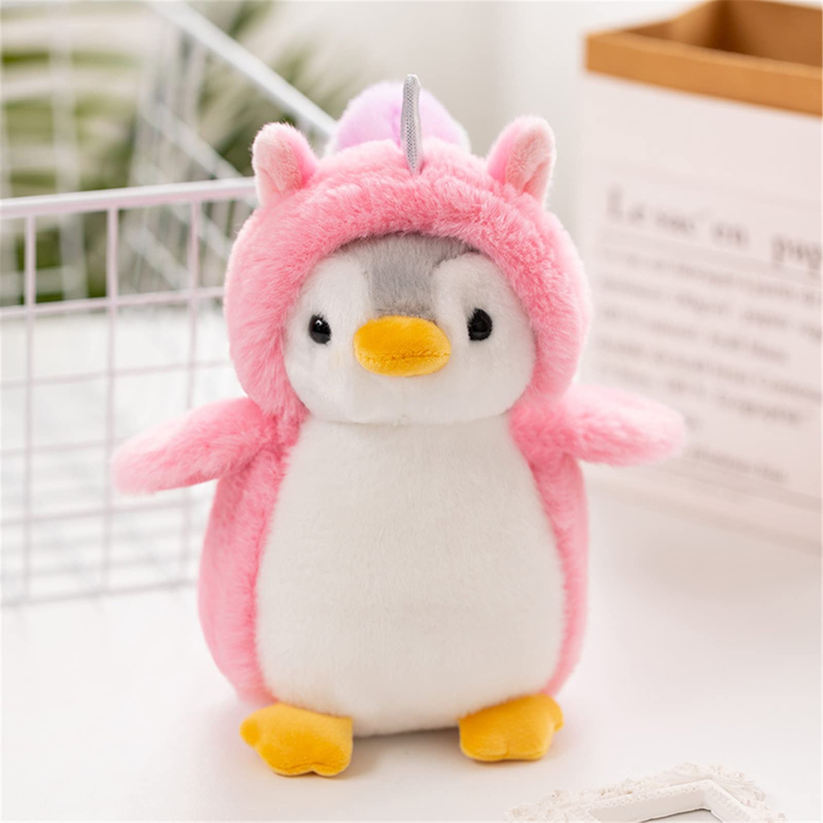 Exquleg Rosa2 Plush Toy Penguin Stuffed Toy Penguin Cushion Cuddly Toy Cartoon Penguin Cushion Gift Children Cuddly Toy (Pink2)