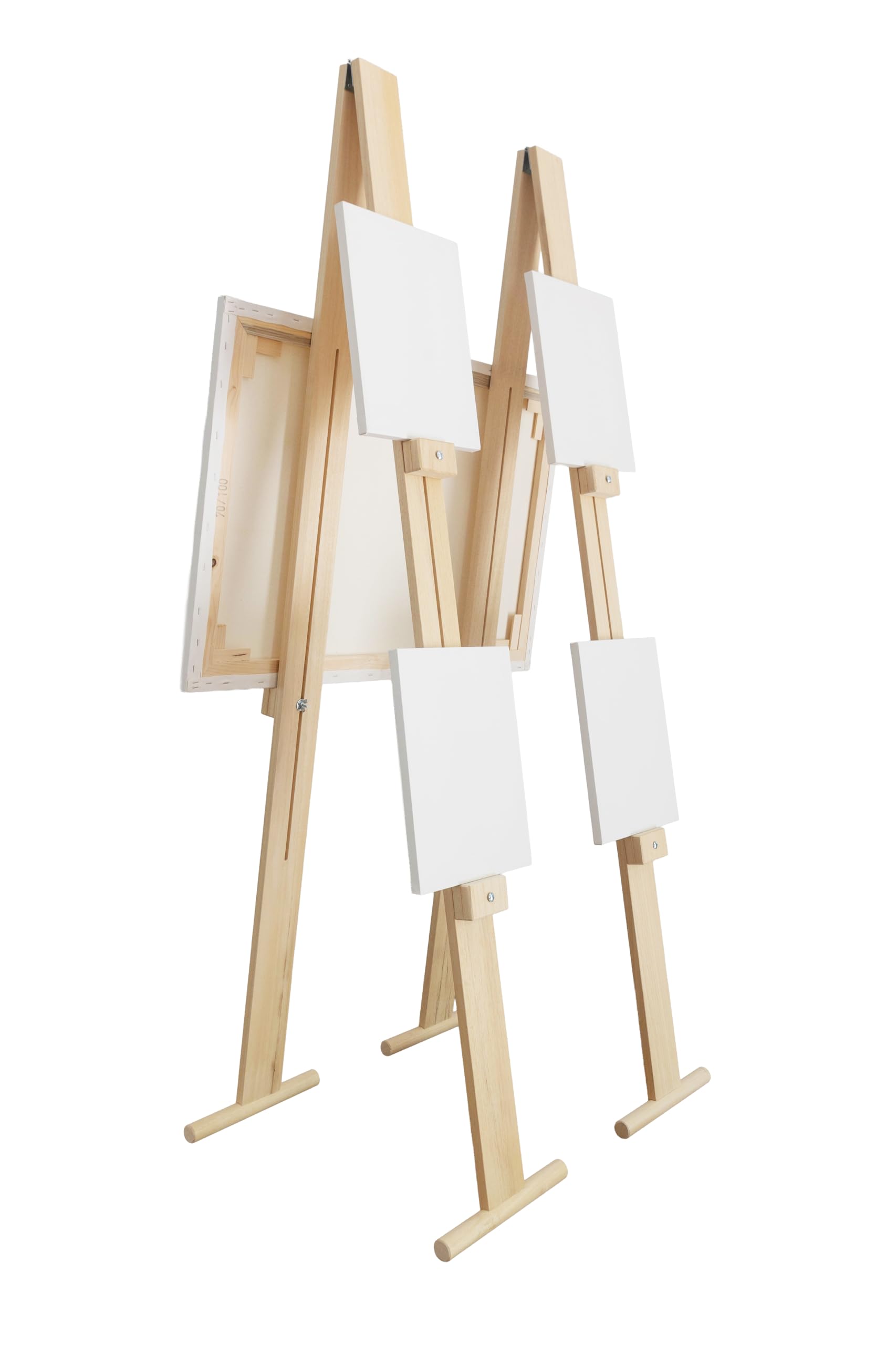 Giano Cavalletto per pittura ed esposizione quadri in legno Ayous naturale, regolabile in altezza ed inclinazione, portata 20 kg, made in Italy con struttura brevettata, ideale per grandi opere