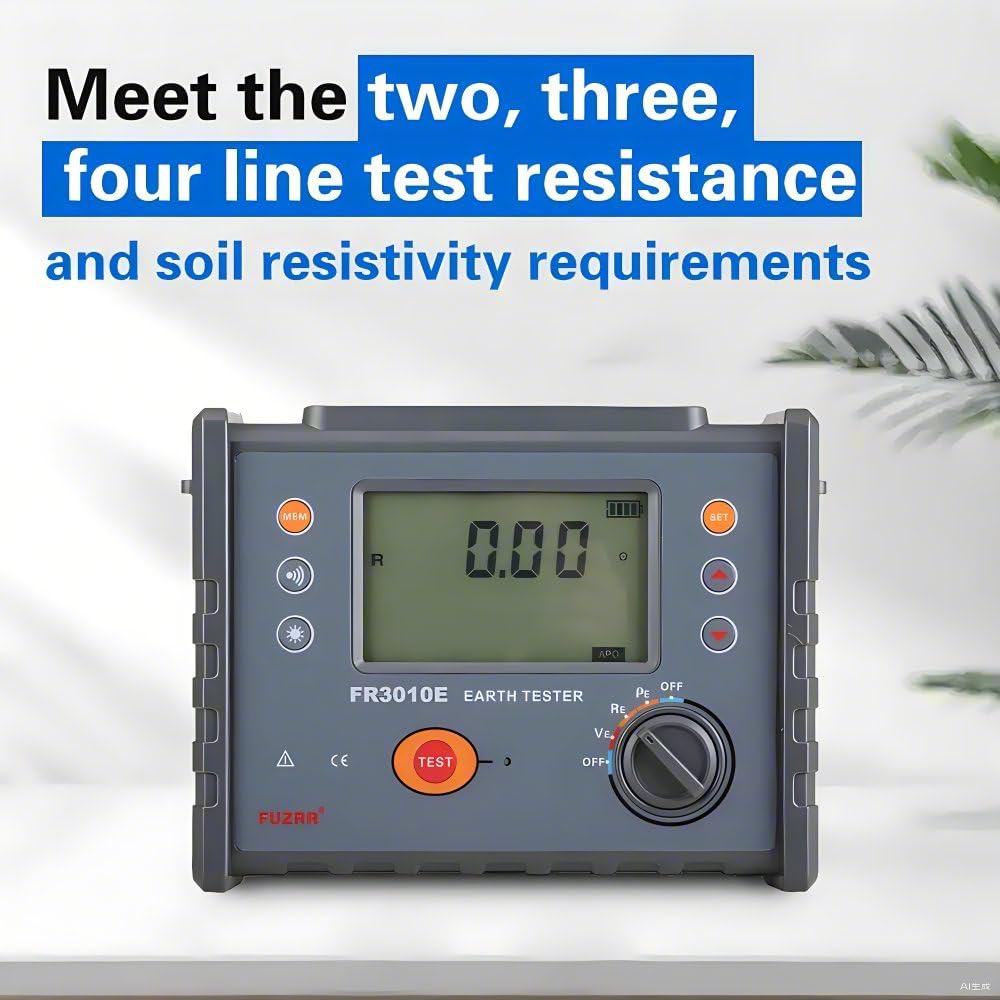 FR3010E FR3010 Digital Soil Resistivity Meter Ground Resistance Tester 3KΩ AC 600V Three-Wire Earth Voltage Detector(FR3010)