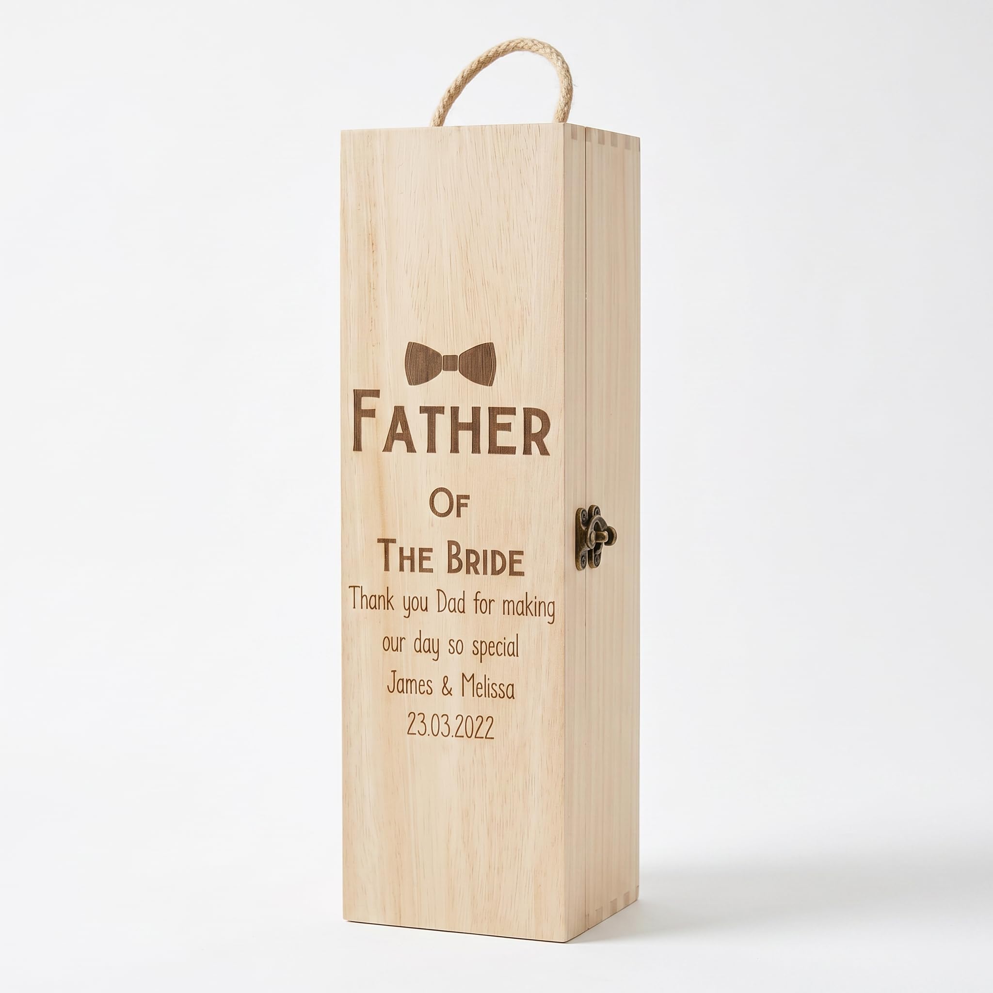 Raised Words Personalised Wooden Wine Champagne Box Father Of The Bride Gift