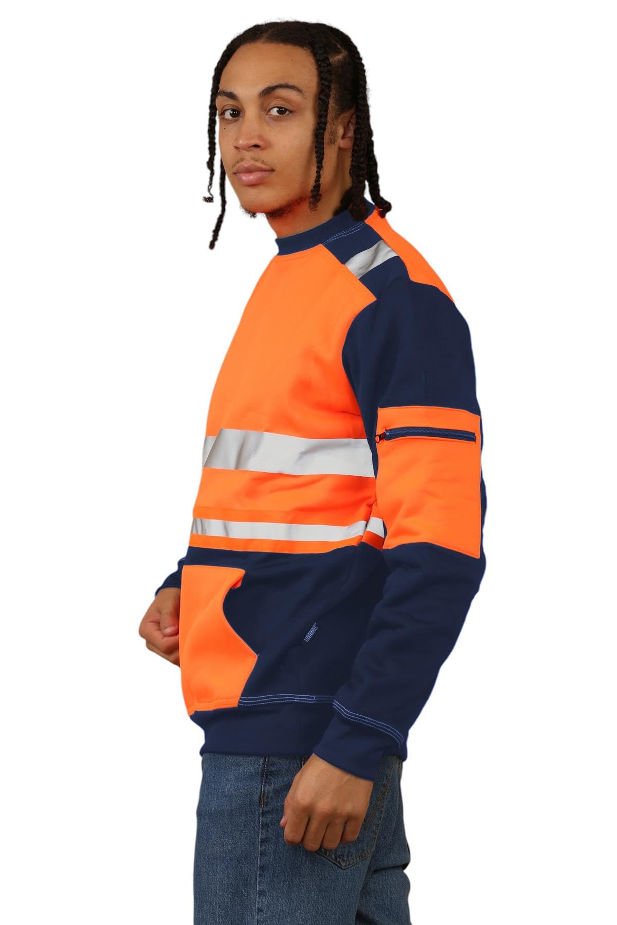 Sudadera de alta visibilidad para hombre, informal, reflectante, de alta visibilidad, para el trabajo, para niños, de forro polar, para el trabajo y la seguridad