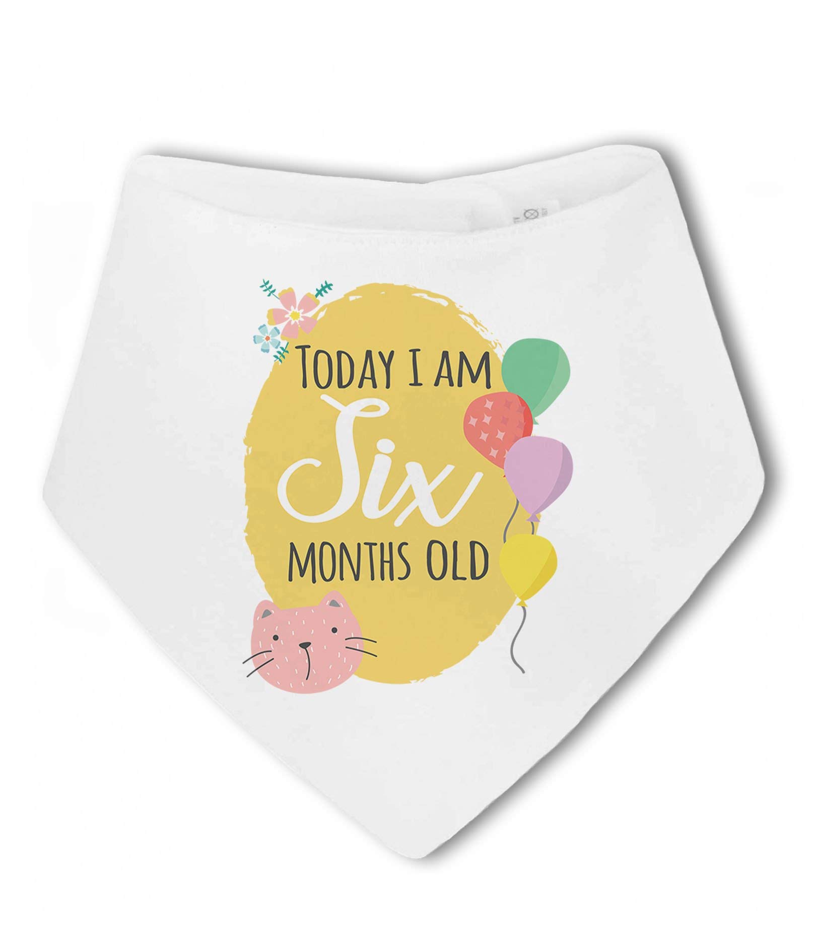 Make It Love It Sell It Unisex Infant White - Today I Am Six Months Old Milestone - Baby Bandana Bib, For Boy Or Girl, One Size